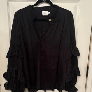 Aje Elegant Black Blouse with Ruffle Sleeves